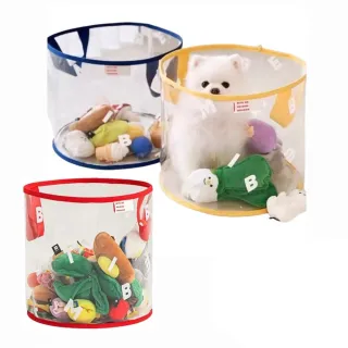 寵物玩具收納袋-直徑35cm(有提把 透明收納框 雜物收納桶 PVC收納袋)