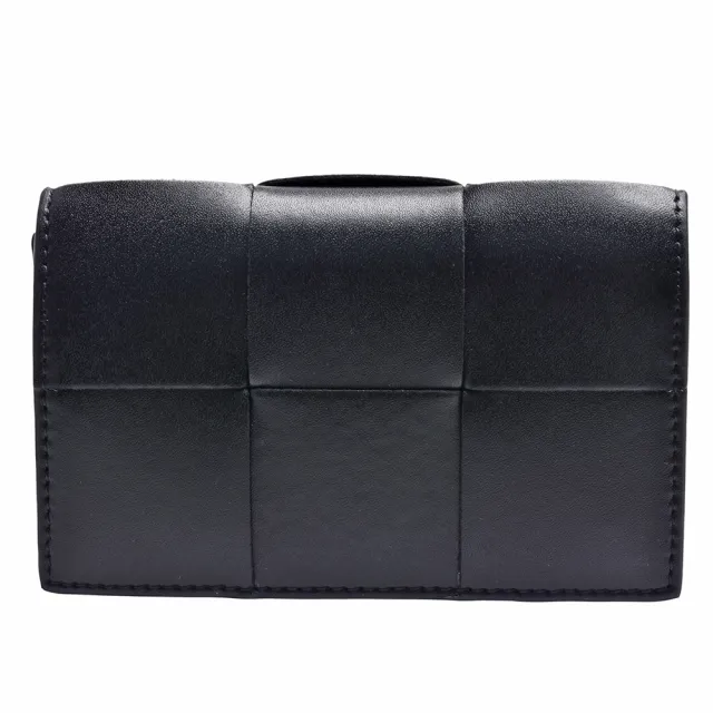 【BOTTEGA VENETA 寶緹嘉】經典大格編織小牛皮名片/信用卡夾(黑色679849-VBWD3-8803)