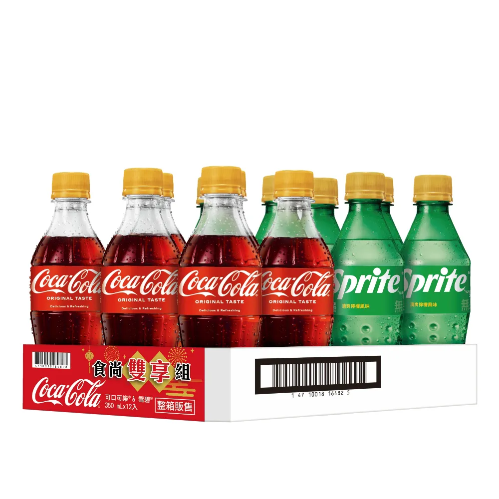 【Coca Cola 可口可樂】可樂雪碧 食尚雙享組 寶特瓶350ml x3箱(共36入)
