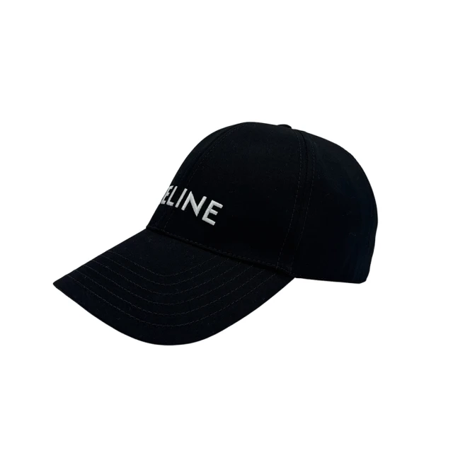 CELINE 品牌Logo刺繡棉質棒球帽(黑)