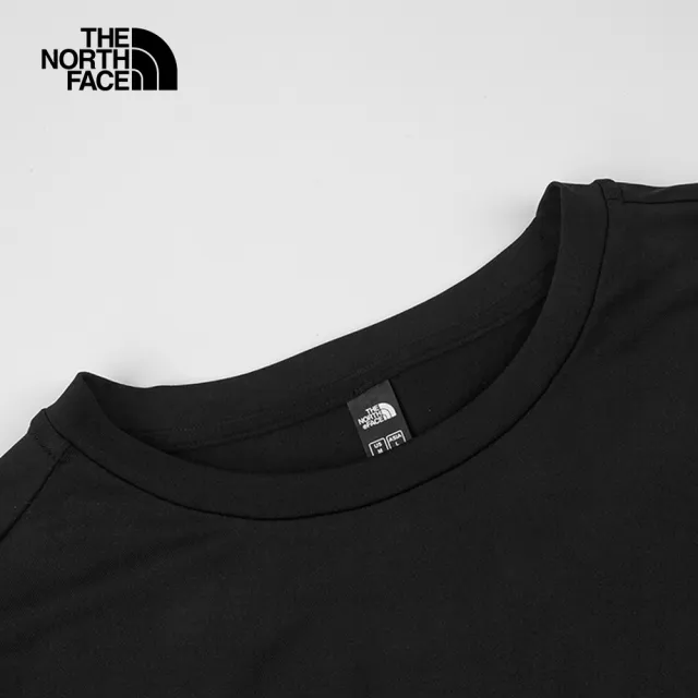 【The North Face 官方旗艦】北面男款黑色吸濕排汗防曬長袖上衣｜83TGJK3