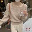 【2CV】現貨 冬新品 方領素紋針織上衣QU233