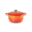 【Le Creuset】典藏琺瑯鑄鐵鍋圓鍋 22cm(火焰橘-鋼頭)