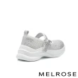 【MELROSE】美樂斯 氣質美學晶鑽飛織布瑪莉珍厚底休閒鞋(灰)