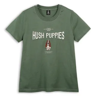 【Hush Puppies】女裝 T恤 造型英文字刺繡狗T恤(墨綠 / 43211101)