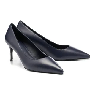 【AS 集團】極簡俐落純色羊皮尖頭高跟鞋(藍)