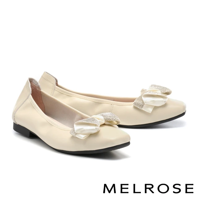 MELROSE 美樂斯 氣質純色全真皮瑪莉珍尖頭低跟鞋(白)