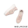 【MELROSE】美樂斯 浪漫水鑽蝴蝶蕾絲牛皮厚底休閒鞋(粉)