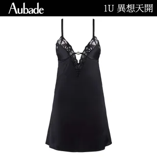 【Aubade】異想天開E.SAAB聯名款刺繡蕾絲細帶短襯裙 性感睡衣 女睡衣 法國進口居家服(1U-黑)