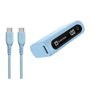 【MAXIA】10000mAh 20W 1A1C電動車電芯行動電源快充組-棉花藍(行充+線 一手掌握充電組)