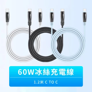 【OMG】Type C to Type C 60W冰絲編織充電線 1.2米(快充線 傳輸線 閃充線)