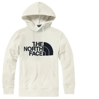 【The North Face】中性款 經典大LOGO 彈性長袖可調節保暖連帽上衣.T恤_袋鼠式插手袋(4NEQ-FN4 白 V)
