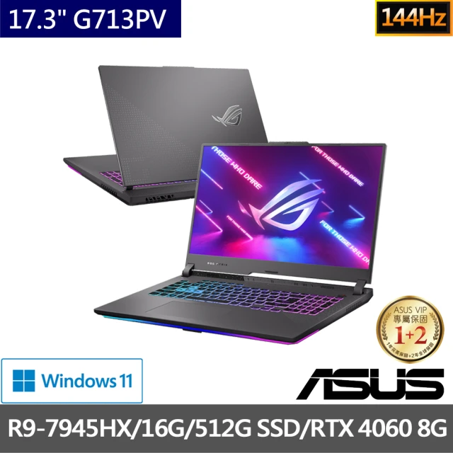 【ASUS】升級1TB+16G組★17.3吋R9 RTX4060電競筆電(ROG Strix G713PV/R9-7945HX/16G/512G SSD/W11)