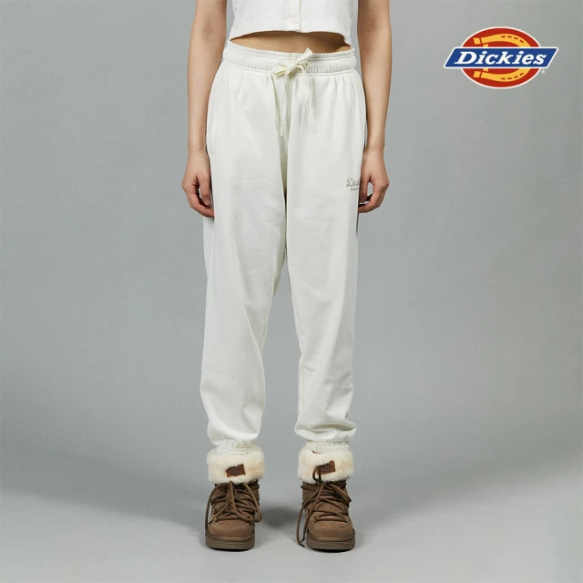 DickiesDickies 女款米白色簡約品牌Logo印花抽繩褲腰寬鬆縮口褲｜DK013134C48