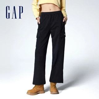 【GAP】女裝 Logo抽繩束口鬆緊工裝褲-黑色(872887)