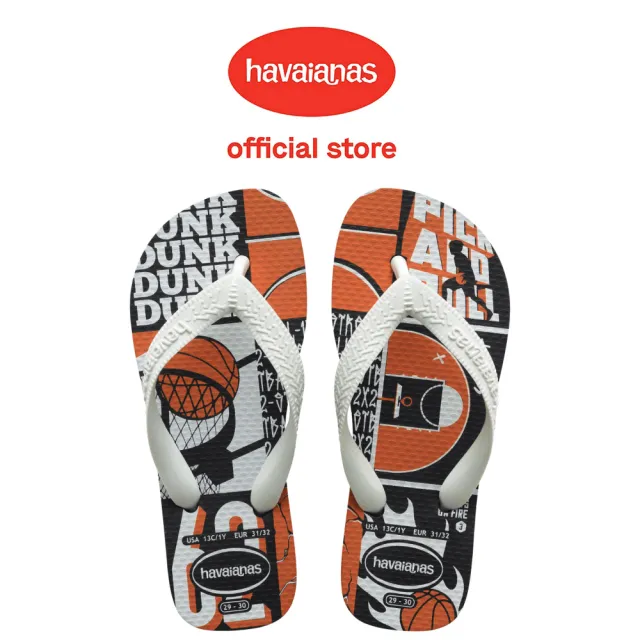 【havaianas 哈瓦仕】拖鞋 童鞋 兒童 夾腳拖 籃球 灌籃高手 Kids Athletic 白 4127273-3749K(哈瓦士)