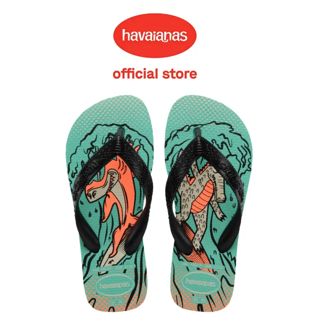 【havaianas 哈瓦仕】拖鞋 童鞋 兒童 夾腳拖 搞怪 怪獸 Kids Top Fun 湖水綠 4148974-7444K(哈瓦士)