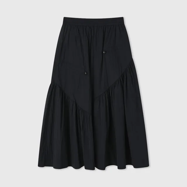 【GAP】女裝 鬆緊中長裙-黑色(872460)