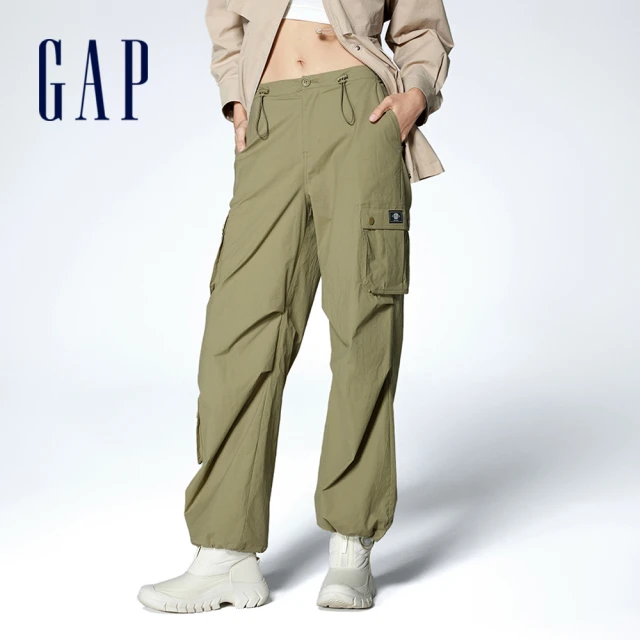 GAP 女裝 Logo印花圓領長袖T恤 GapFit系列-卡