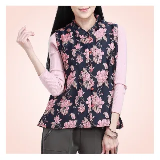 【花鈿】錦緞開襟立領保暖背心(TH3910)