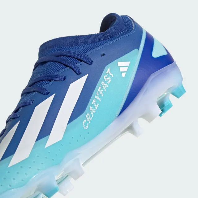 adidas 愛迪達】X CRAZYFAST.3 FG 男款運動室外足球釘鞋塑膠釘藍白 