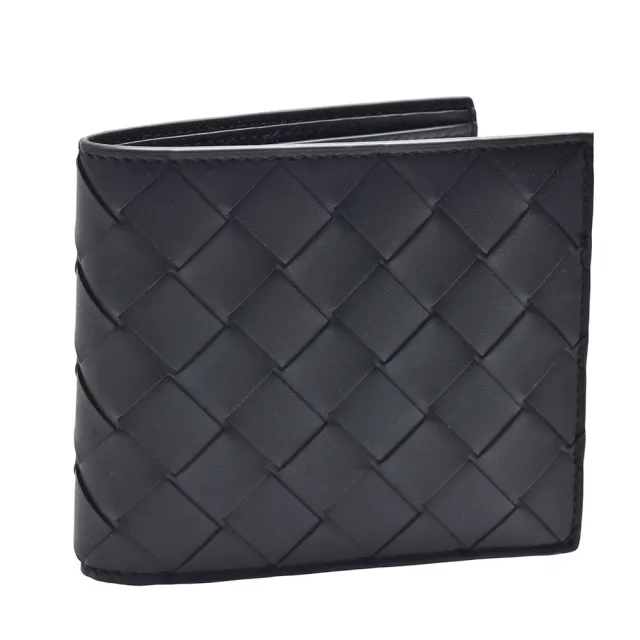 【BOTTEGA VENETA 寶緹嘉】經典編織小牛皮折疊短夾(黑色743211-VCPQ4-8803)