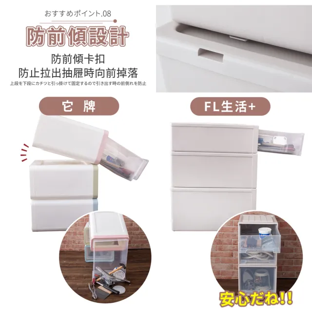 【FL 生活+】特大款-抽屜安全卡扣耐重可疊加收納箱-48公升(超值2入組)