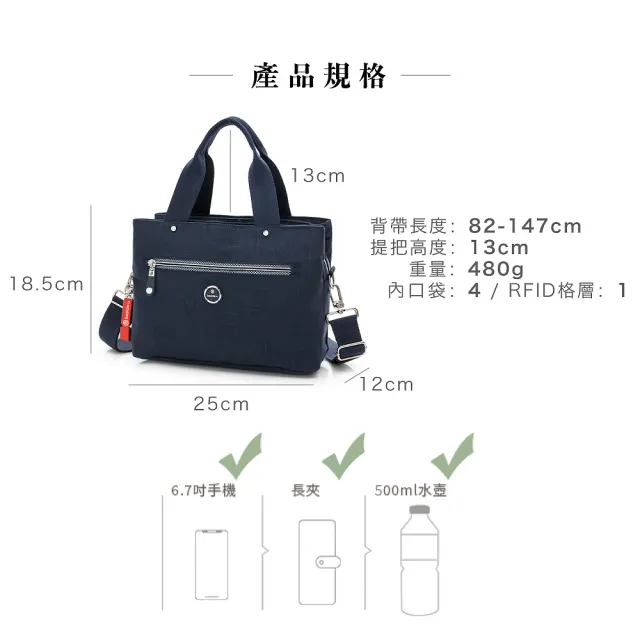 【BESIDE-U】手提包 休閒斜背包 可拆背帶兩用托特包(RFID防盜錄、防盜拉鍊、防盜包、高強度防潑水)