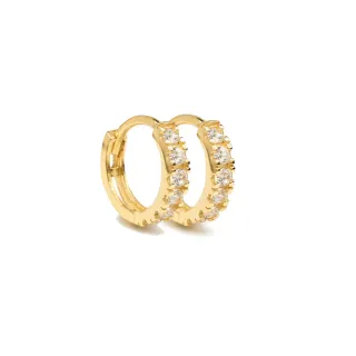 【CReAM】Emma鍍18K金色銀色 圓圈圓弧精緻亮鑽鋯石女耳環(禮物 送禮 情人節)