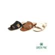 【GREEN PINE】復古方頭造型粗跟拖鞋 淺棕色(00325204)