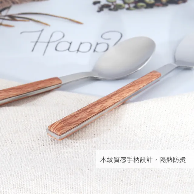 【AXIS 艾克思】304不鏽鋼木紋餐具系列-大餐匙1入