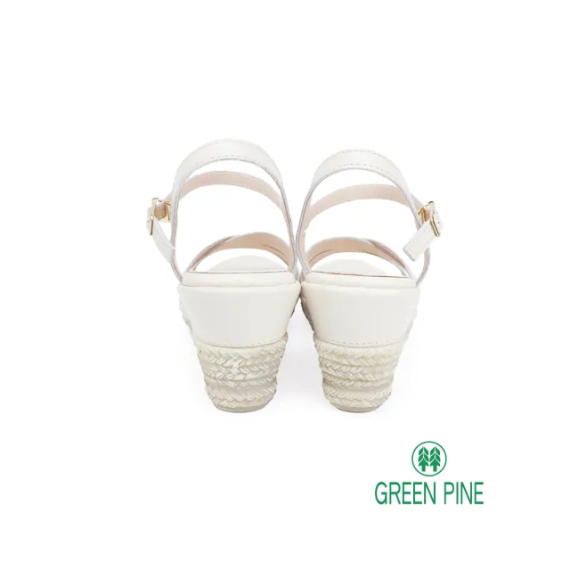 【GREEN PINE】夏日編織楔形涼鞋米白色(00141528)