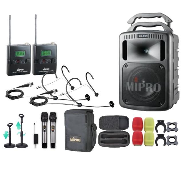 【MIPRO】MA-709 雙頻UHF無線喊話器擴音機(手持/領夾/頭戴街頭藝人學校教學會議場所/音響設備)