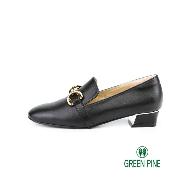 【GREEN PINE】氣質高雅雙環鞋扣樂福鞋黑色(00289673)