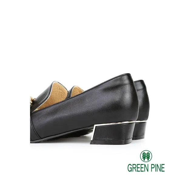 【GREEN PINE】氣質高雅雙環鞋扣樂福鞋黑色(00289673)