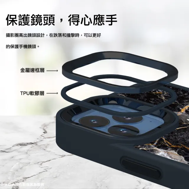【apbs】iPhone 15 14系列 軍規防摔鋁合金鏡頭框立架手機殼(夜月)