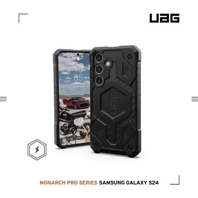 【UAG】Galaxy S24 磁吸式頂級版耐衝擊保護殼-碳黑(支援MagSafe功能 10年保固)