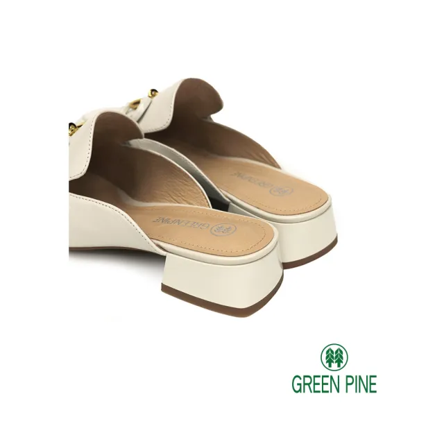 【GREEN PINE】金屬飾釦低跟穆勒鞋米色(00853822)