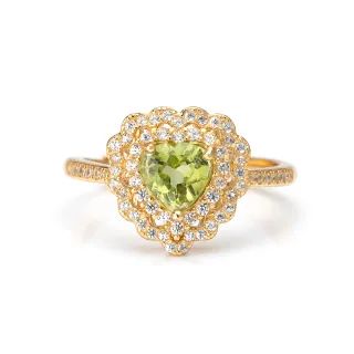 【K.D.J 圓融珠寶】天然橄欖石心型戒指