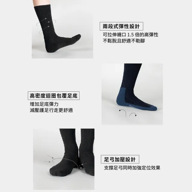 【WARX】薄款素色高筒襪-深邃黑(除臭襪/機能襪/足弓防護)