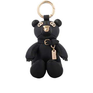 【COACH】荔枝皮革熊熊吊飾/鑰匙圈(金色/黑色)