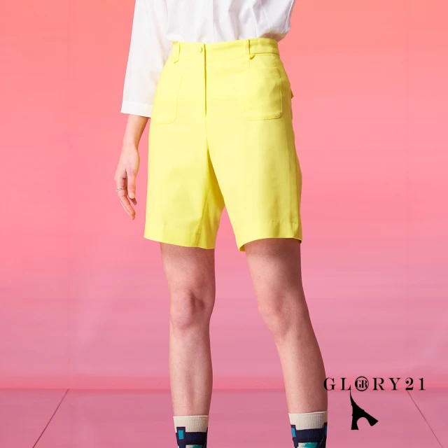 【GLORY21】速達-網路獨賣款-五分休閒短褲(黃色)