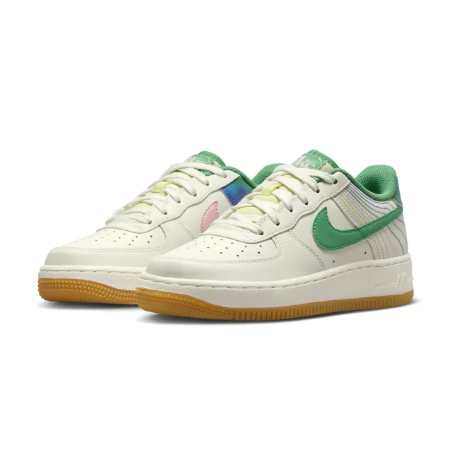 【NIKE 耐吉】Air Force 1 Low GS 女鞋 大童 白綠粉色 AF1 經典 潮流 低筒 休閒鞋 FJ7540-100