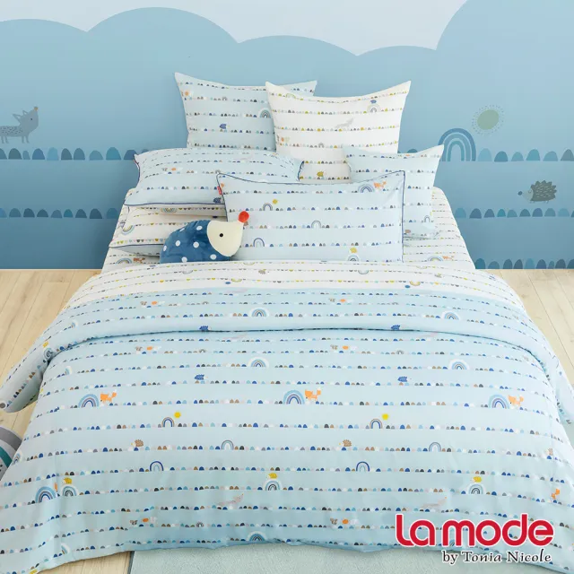 【La mode】環保印染100%精梳棉兩用被床包組-動物奇遇記(雙人)