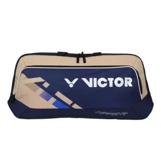 【VICTOR 勝利體育】6支裝羽拍包-拍包袋 羽毛球 裝備袋 勝利 手提 深藍奶茶白(BR5615BV)