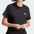 【adidas 愛迪達】W BLUV Q3 CRO T 女款 黑色 休閒 手繪 塗鴉 短版 上衣 短袖 IJ8743