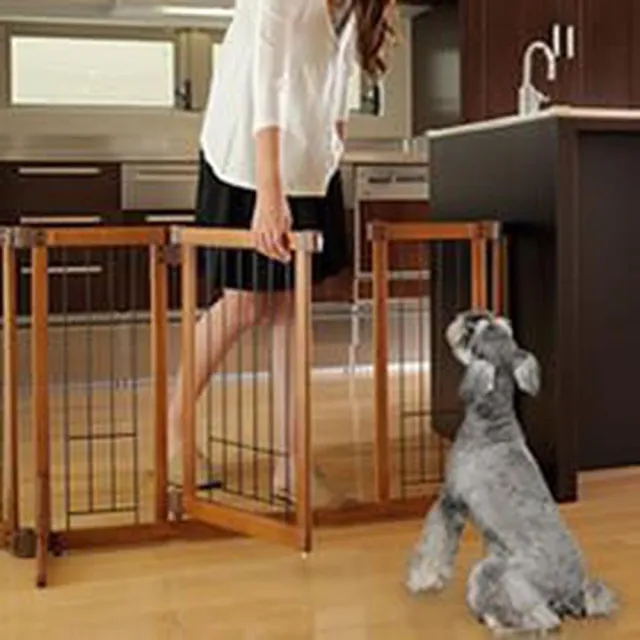 【Richell 利其爾】米可多寵物精品 日本RICHELL寵物用木製附門圍欄 S 移動式原木圍籠58471(適合小型犬)