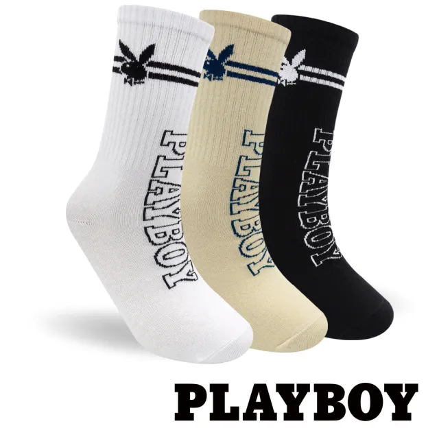 【PLAYBOY】6雙組條紋青春男女休閒中筒襪(情人/禮物/對襪/中筒襪/男襪/女襪/情侶襪)