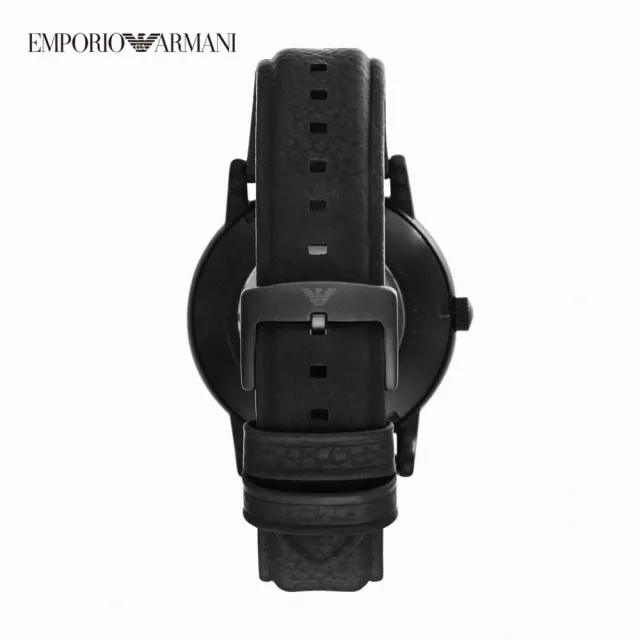 【EMPORIO ARMANI 官方直營】Luigi 老鷹壓紋縷空時尚男錶 黑色真皮錶帶 手錶 43MM AR60032(雙11)