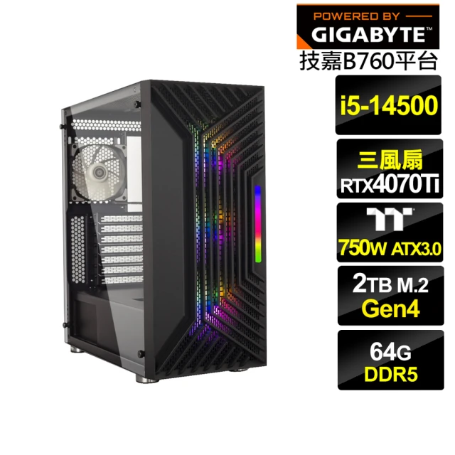 技嘉平台 i5十四核GeForce RTX 4070TI{鎮魂宗師B}電競電腦(i5-14500/B760/64G/2TB)